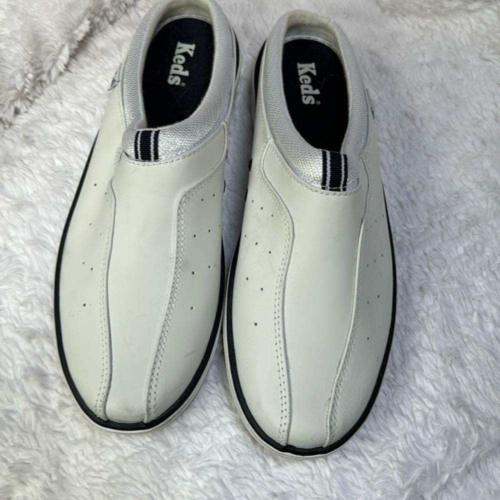 KEDS Mules Shoes White Leather Size 8